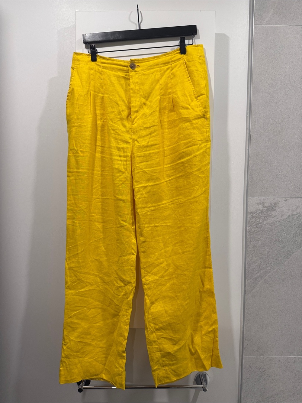 Banana Republic Bright Yellow Wide-Leg Linen Pants